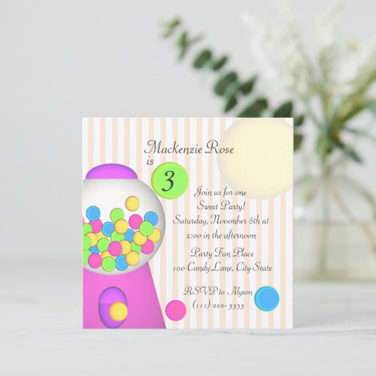 Invitation Bubblegum Candy Anniversaire (Debout devant)