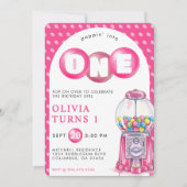 Invitation Bubblegum Pink Poppin' Girl 1er Anniversaire (Devant)