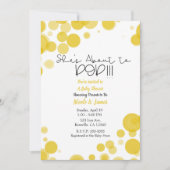 Invitation Bubbles à points Polka blanc jaune Elle est sur le (Devant)