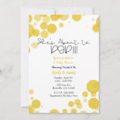 Invitation Bubbles à points Polka blanc jaune Elle est sur le (Devant)