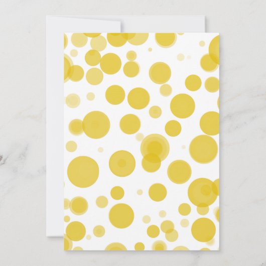 Invitation Bubbles à points Polka blanc jaune Elle est sur le (Dos)