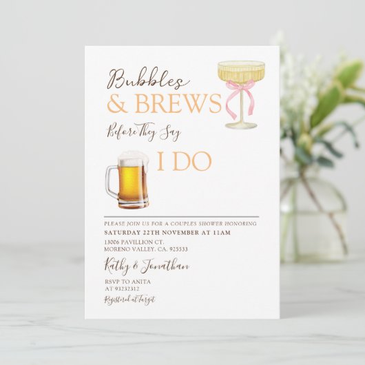 Invitation Bubbles and Brews Couples Wedding Shower (Debout devant)