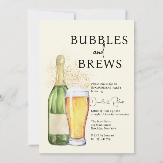 Invitation Bubbles and Brews Engagement Party (Devant)