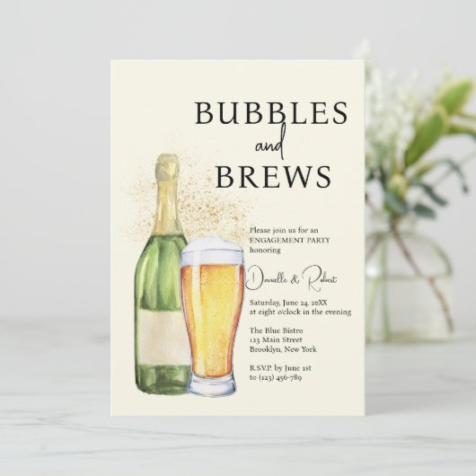 Invitation Bubbles and Brews Engagement Party (Debout devant)