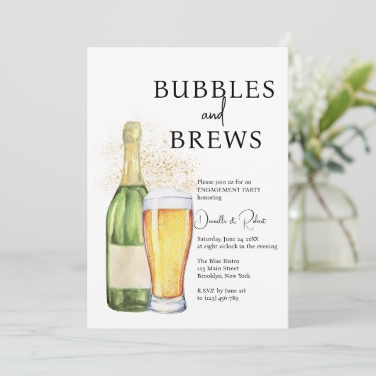 Invitation Bubbles and Brews Engagement Party (Debout devant)