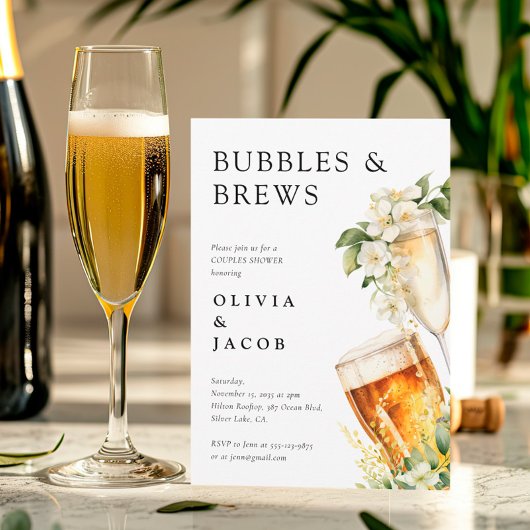 Invitation Bubbles and Brews Shower de Couple