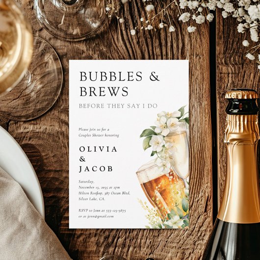 Invitation Bubbles and Brews Shower de Couple
