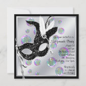 Invitation Bubbles Black and White Masquerade Party (Devant)