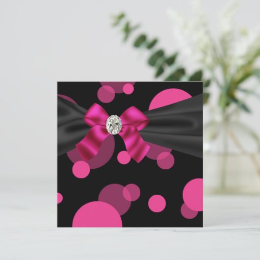 Invitation Bubbles Black Cravate Party rose Black Party Invit (Debout devant)