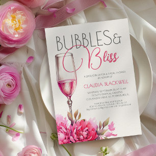 Invitation Bubbles Bliss Magenta Champagne Mariage