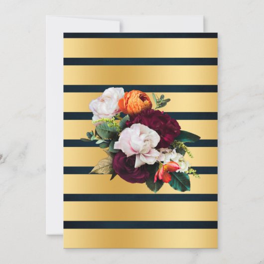 Invitation Bubbles & Boissons Couples Douche Fleurs Vins Bleu (Dos)