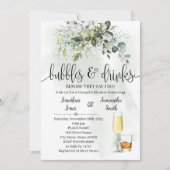 Invitation Bubbles & Boissons Fête des mariées Eucalyptus Ver (Devant)