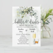 Invitation Bubbles & Boissons Fête des mariées Eucalyptus Ver (Debout devant)