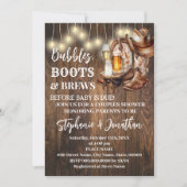 Invitation Bubbles Boots & Brews Avant Bébé Baby shower Dû (Devant)