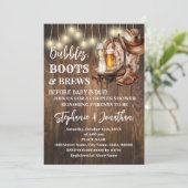 Invitation Bubbles Boots & Brews Avant Bébé Baby shower Dû (Debout devant)