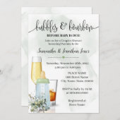 Invitation Bubbles & Bourbon avant bébé Dû verdure Douche (Devant / Derrière)