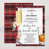Invitation Bubbles & Bourbon Hiver Plaid Buffalo Douche (Devant / Derrière)