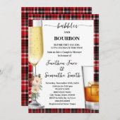 Invitation Bubbles & Bourbon Winter Buffalo Plaid Shower (Devant / Derrière)