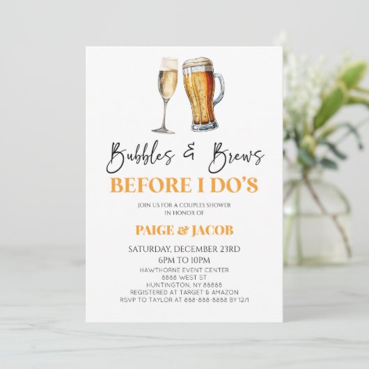Invitation Bubbles Brews avant que je ne Mariage Couples Douc (Debout devant)