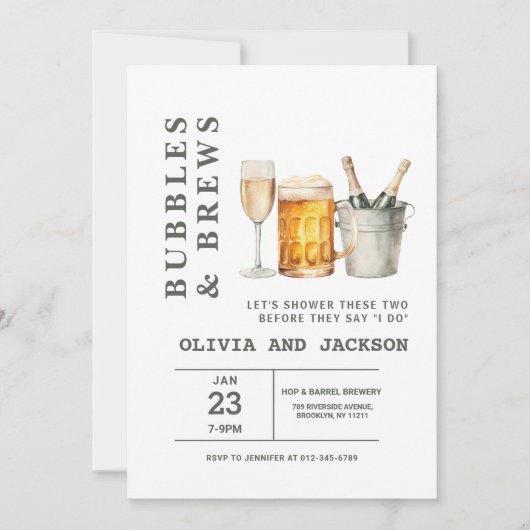 Invitation Bubbles & Brews Couples Douche (Devant)