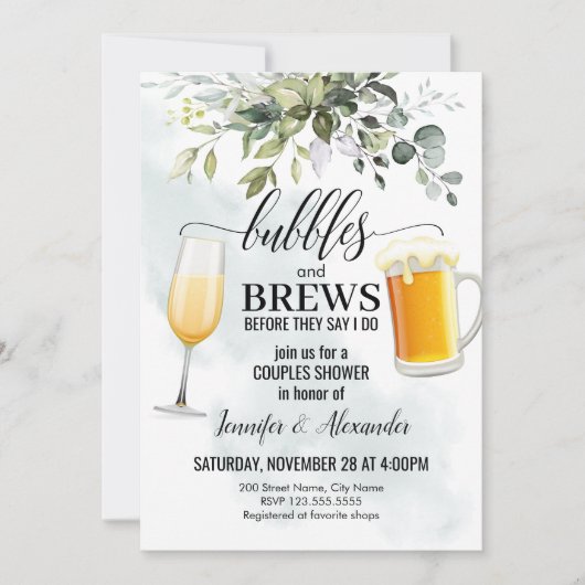 Invitation Bubbles & Brews Couples Douche (Devant)