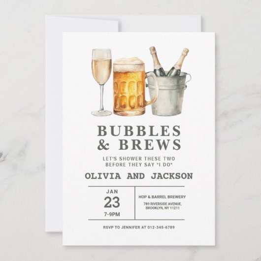 Invitation Bubbles & Brews Couples Douche (Devant)