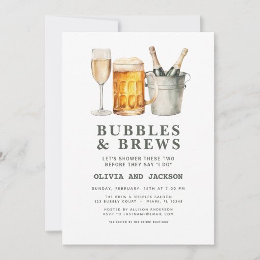Invitation Bubbles & Brews Couples Douche (Devant)