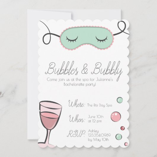 Invitation Bubbles & Bubbly Bachelorette Party (Devant)
