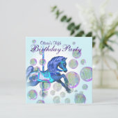 Invitation Bubbles Carousel rose Pony Girls Anniversaire (Debout devant)