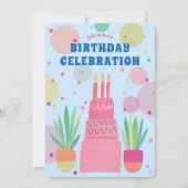 Invitation Bubbles de gâteau rose Whimsical Anniversaire Fête (Devant)