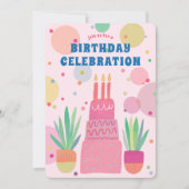 Invitation Bubbles de gâteau rose Whimsical Anniversaire Fête (Devant)