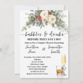 Invitation Bubbles & Drinks Bridal Shower Winter Floral (Devant)