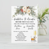 Invitation Bubbles & Drinks Bridal Shower Winter Floral (Debout devant)