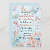 Invitation Bubbles & Fins Children's Birthday  (Devant / Derrière)
