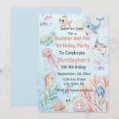 Invitation Bubbles & Fins Kids Ocean Birthday (Devant / Derrière)