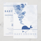 Invitation "Bubbles" - Le Baby shower de la baleine bleue (Devant / Derrière)