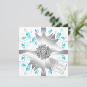 Invitation Bubbles papillon turquoise 10e anniversaire fêté I (Debout devant)