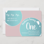 Invitation Bubbles Pop Pop Pop Anniversaire Fun Rose (Devant)