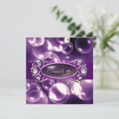 Invitation Bubbles pourpres Purple Sweet 16 Partie (Debout devant)