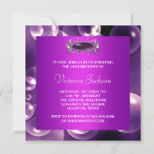Invitation Bubbles pourpres Purple Sweet 16 Partie (Dos)