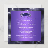 Invitation Bubbles pourpres Purple Sweet 16 Partie (Dos)