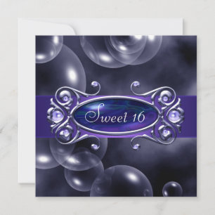 Invitation Bubbles pourpres Purple Sweet 16 Partie