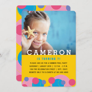 Invitation Bubbles Roses Et Bleues Photo Fille Anniversaire