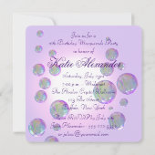 Invitation Bubbles violets Sweet sixteen violet mascarade (Dos)