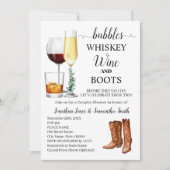 Invitation Bubbles Whiskey Vin & Bottes Couples Douche (Devant)