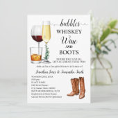 Invitation Bubbles Whiskey Vin & Bottes Couples Douche (Debout devant)
