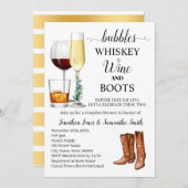 Invitation Bubbles Whiskey Vin & Bottes Couples Douche (Devant / Derrière)