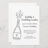 Invitation Bubbly Anniversaire de souhaits Poptiner bouteille (Devant / Derrière)