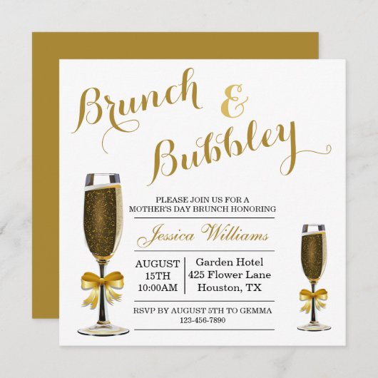 Invitation Bubbly & Brunch Fête des mères (Devant / Derrière)