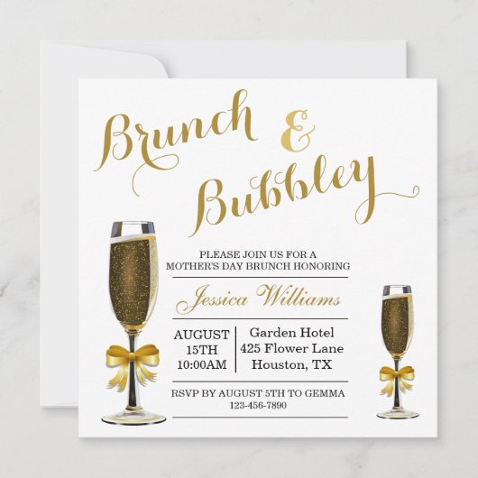Invitation Bubbly & Brunch Fête des mères (Devant)